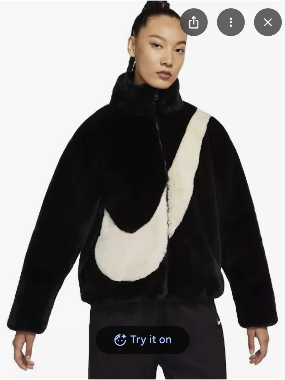 Nike Women’s Black Teddy Jacket with White Swoosh